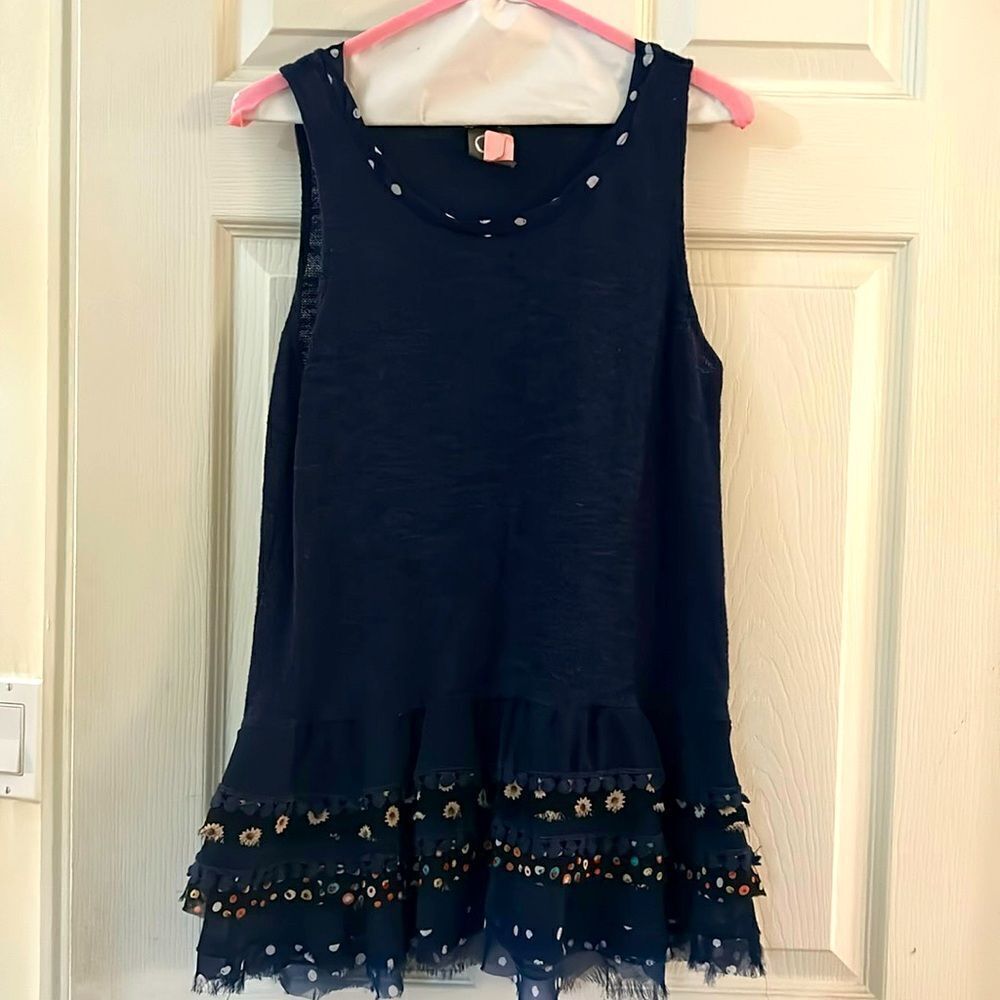 Beautiful anthropologie ruffled tunic knit blouse